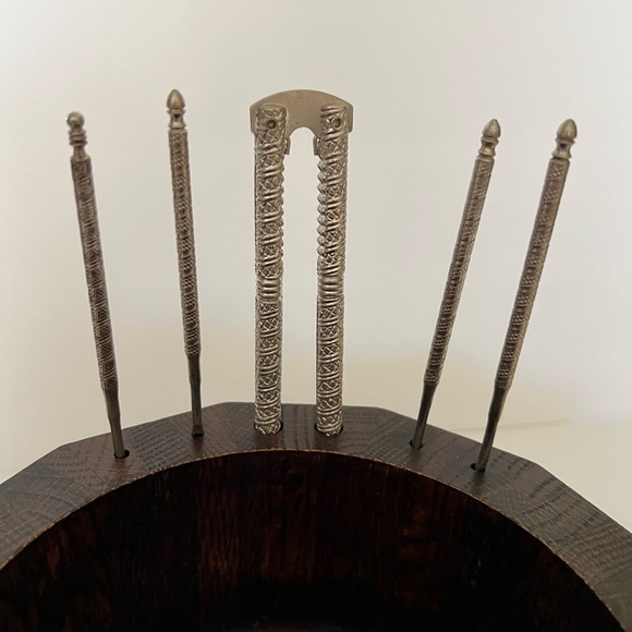 Vermillion Vintage Nut Bowl set / nutcracker and 4 nut pics - Functional Art - Picture 4 of 17